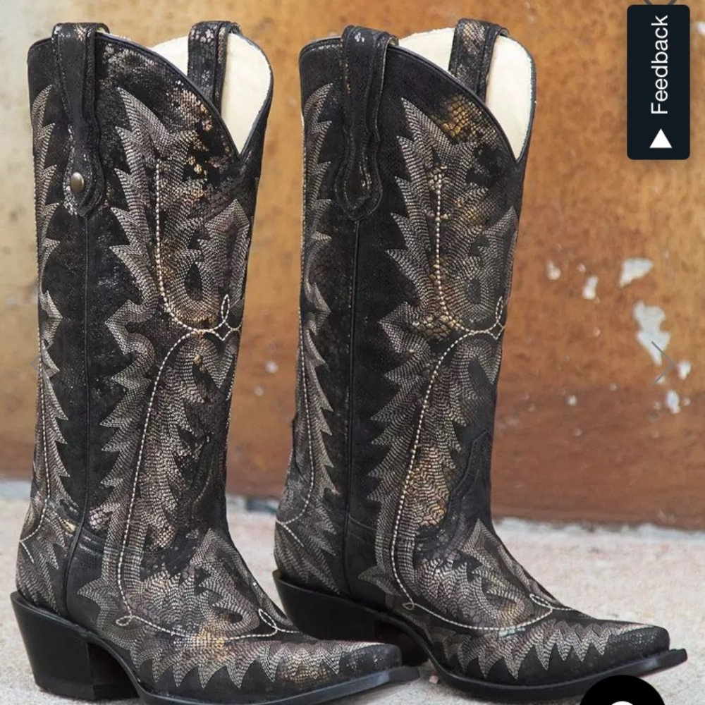 Corral black and gold cowgirl boots